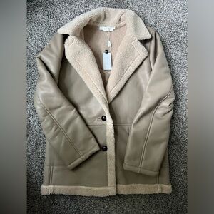 NWT ASTR the label tan leather jacket with fit lining